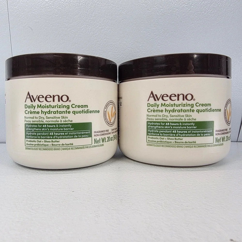 2 Pk Aveeno Daily Moisturizing Cream 20oz Sensitive Skin Hydrates Fragrance Free